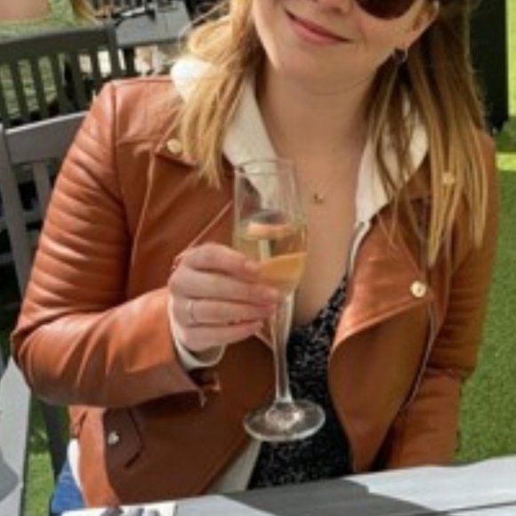 Faux eather zipper biker motorcycle jacket camel - Picture 8 of 9